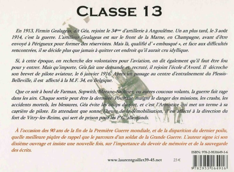 Quatrième de couverture Classe 13