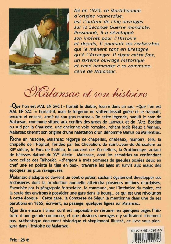 Quatrième de couverture Malansac et son histoire